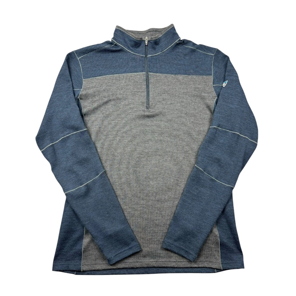 Kuhl Ryzer 1/4 Zip Pullover Men Medium Gray Blue Outdoors Lightweight Layer Hike